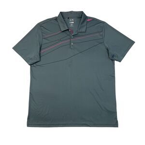 Adidas Polo Shirt Mens XL Extra Large Gotham Gray Golf Puremotion CoolMax Stripe